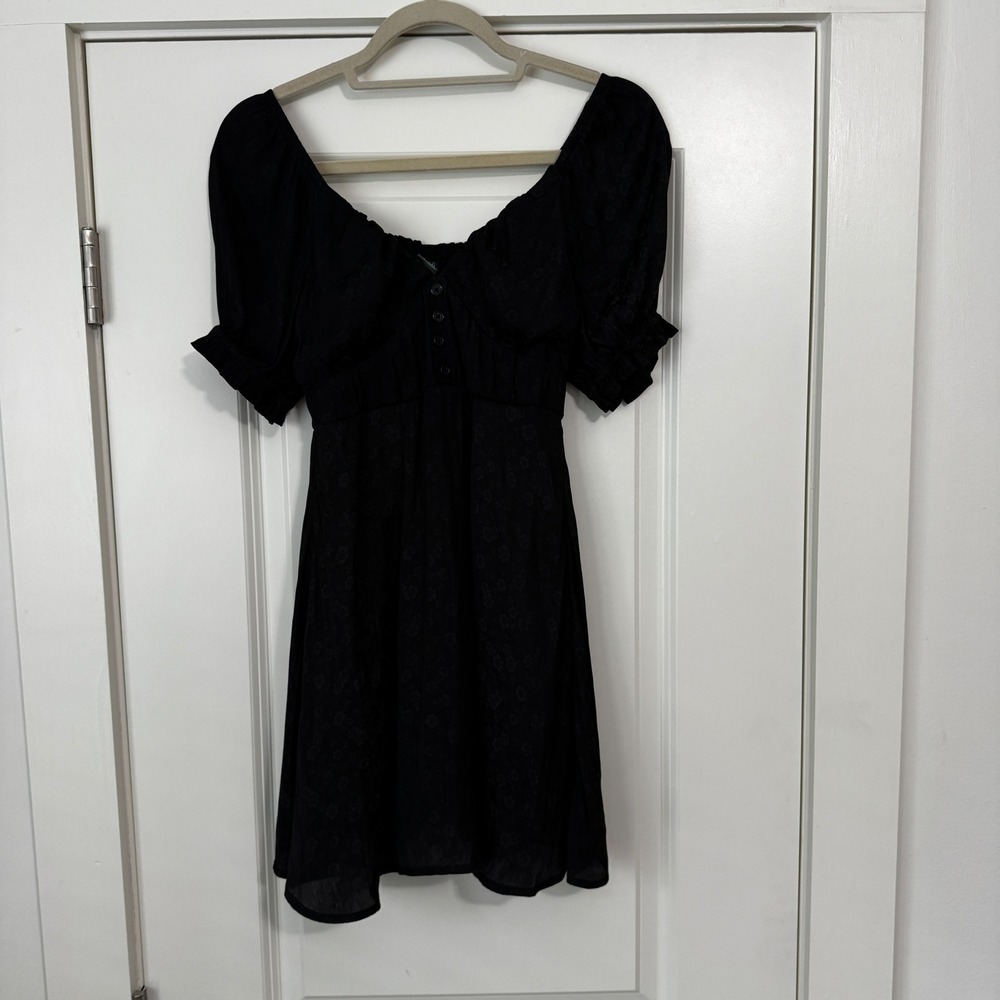 Wild Fable XS Black Floral Babydoll Mini Dress ~ Whimsicoth Dark Romantic 90s